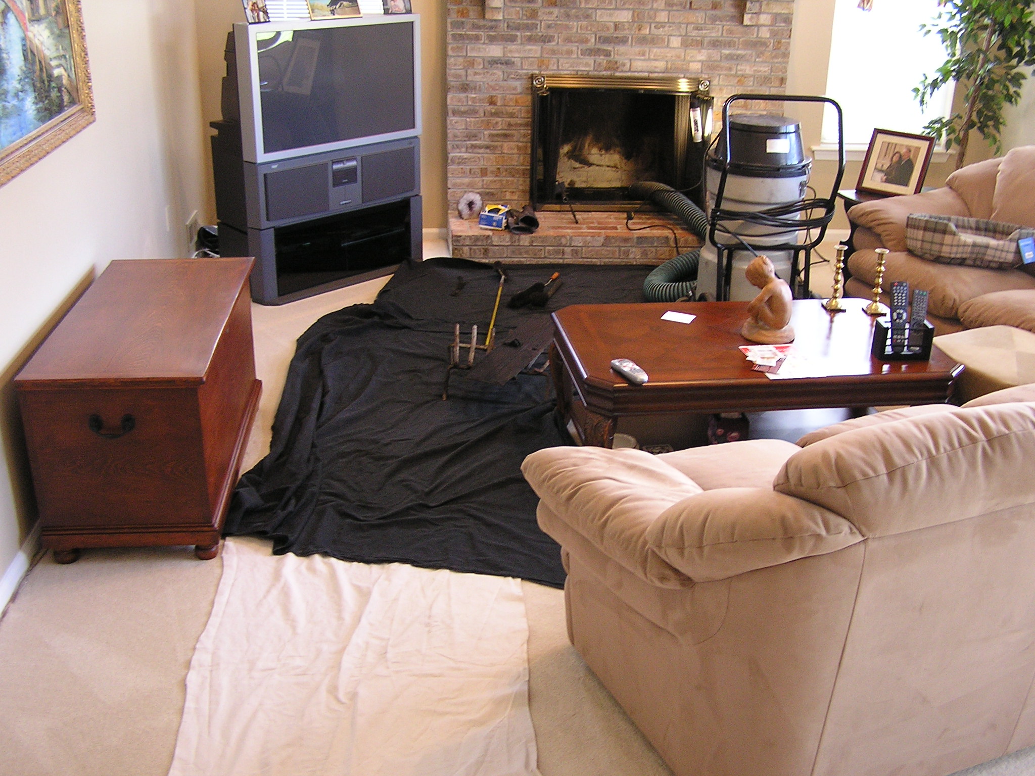 Floor protection is used from where we enter your home to the service are. Keeps your home clean and protected.